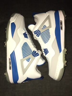 Nike Air Jordan IV G Retro Golf Shoes White Military Blue Size 11
