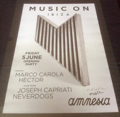 MUSIC ON 2015 MARCO CAROLA @ AMNESIA CLUB - IBIZA CLUB POSTERS - TECHNO DJ