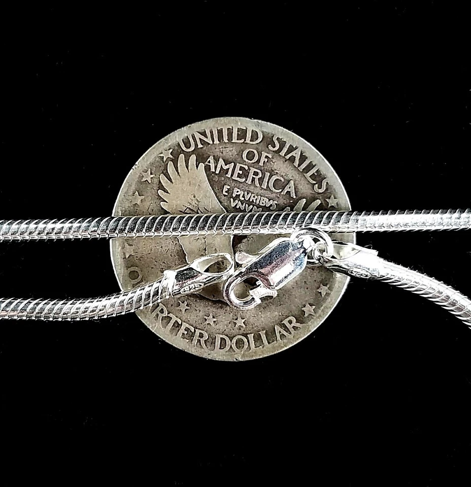 Collar Cadena Serpiente Redonda Italiana Plata Esterlina 925 Sólida 2.5MM Hecho en Italia Foto 2 de 4
