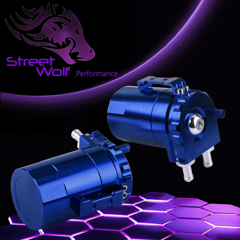 Oil Catch Can Reservoir Baffled Tank Breather Universal Blue Fits Fiat - Image 4 of 4