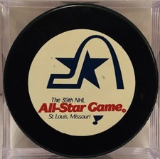 St. Louis Blues 39th 1988 NHL ALL-STAR Game PUCK Mario Lemieux MVP Patrick Roy