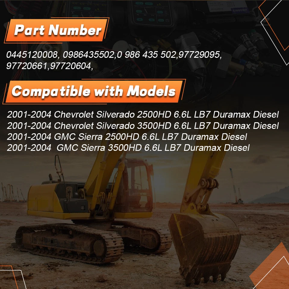 8X Inyectores de combustible 0445120008 0986435502 para Duramax 6,6 L LB7 2500 3500 2001-04 Foto 2 de 4