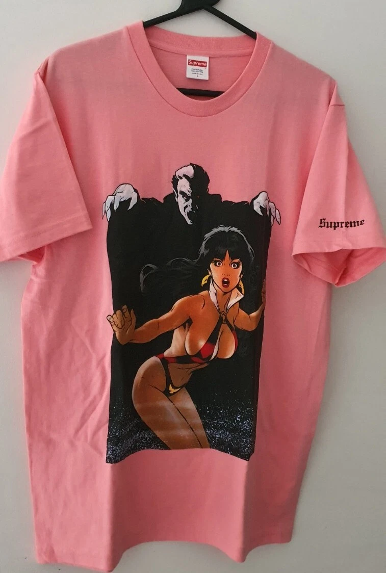T shirt SS17 Supreme Vampirella taille L grand t shirt corail vif rose
