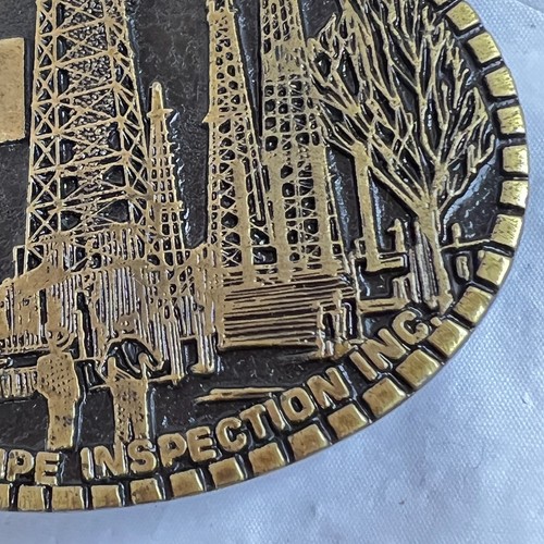 1977 Solid Brass Belt Buckle API American Pipe Inspection INC Oil Drilling Rigs - Picture 4 of 12