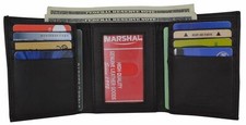 Men's Genuine Leather Trifold Wallet Brown 8 Credit Card slots ID window