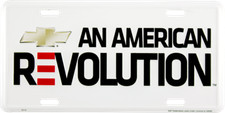 CHEVROLET AN AMERICAN REVOLUTION LICENSE PLATE CHEVY SIGN EMBOSSED METAL AUTO