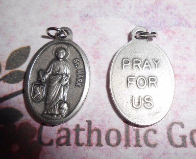 Saint St. Mark - Oxidized Italian silver tone 1 inch Medal 