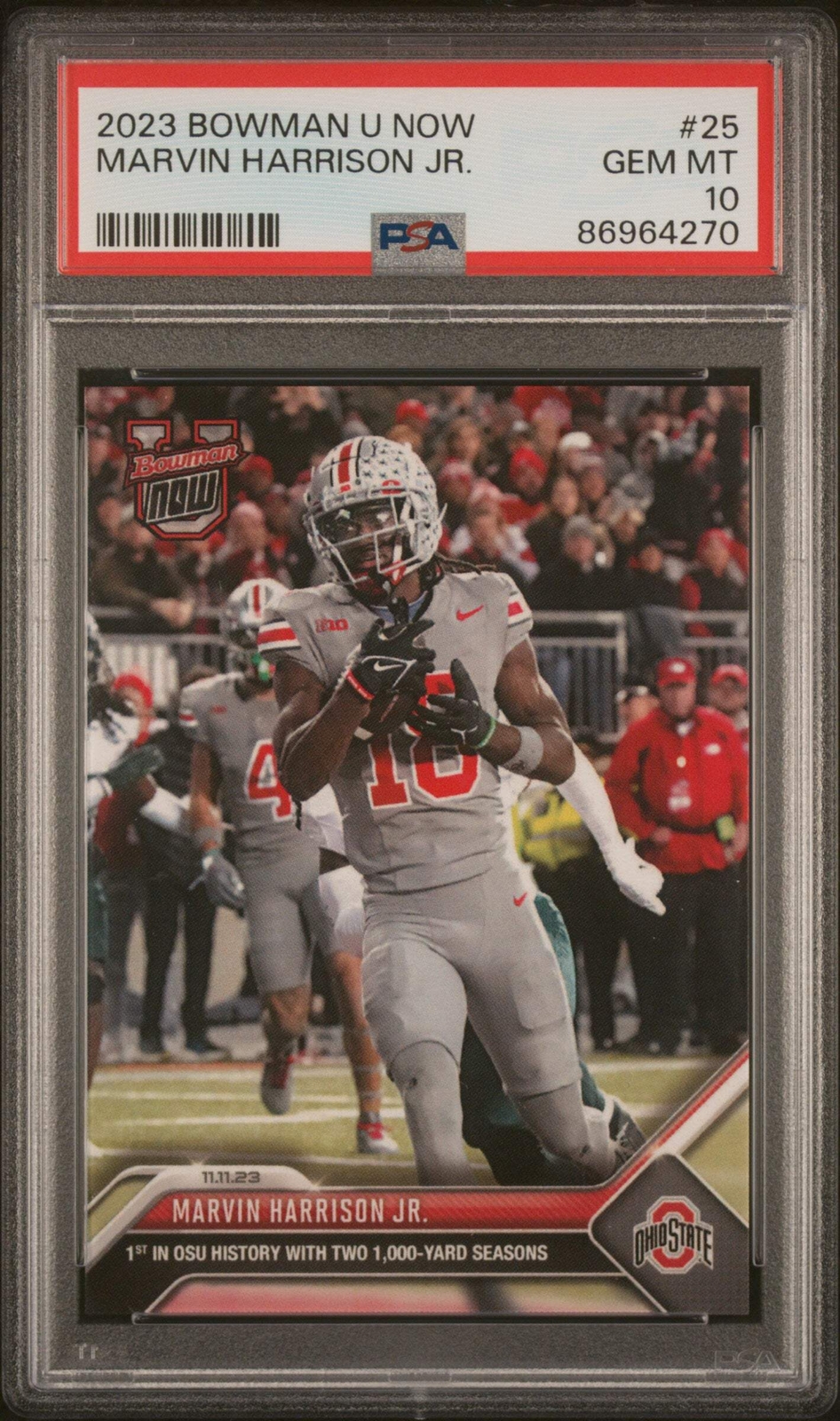 Graded 2023 Topps Bowman U Now Marvin Harrison Jr #25 RC Football Card PSA 10