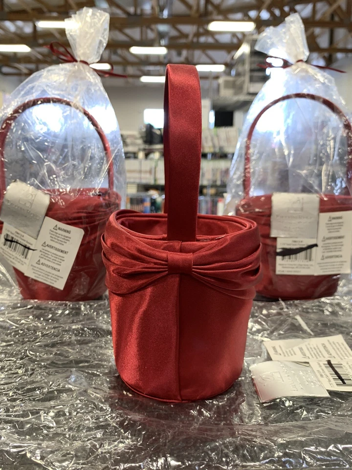 Lillian Rose Boda Novia 7.75" Rojo Satén Faja Flor Cesta FB613-R Foto 3 de 4