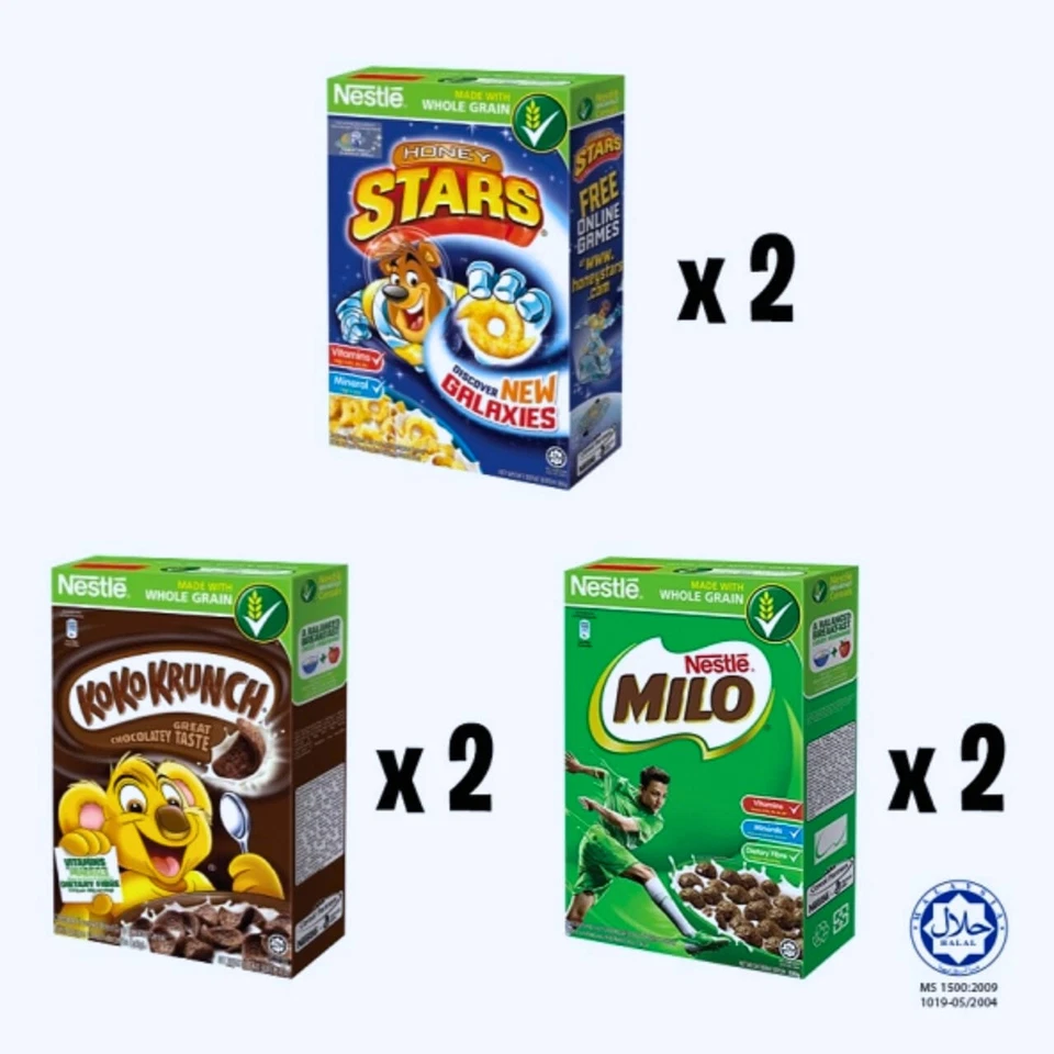 Mini cajas de cereales NESTLE Koko Crunch Honey Stars Milo grano entero desayuno x12 Foto 3 de 4
