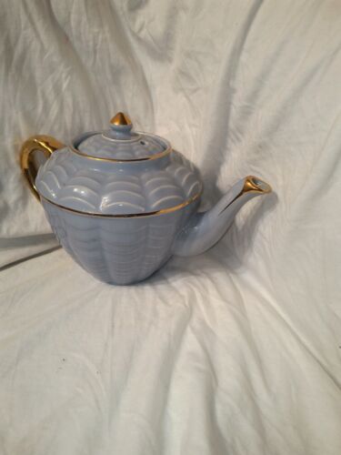 Vintage Price Bros 547 England Blue Gold Tea Pot Scalloped