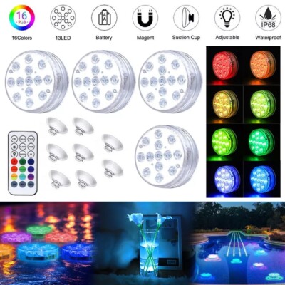 4X Poolbeleuchtung Unterwasser Licht, mit Magnet & Saugnäpfe RGB LED Beleuchtung