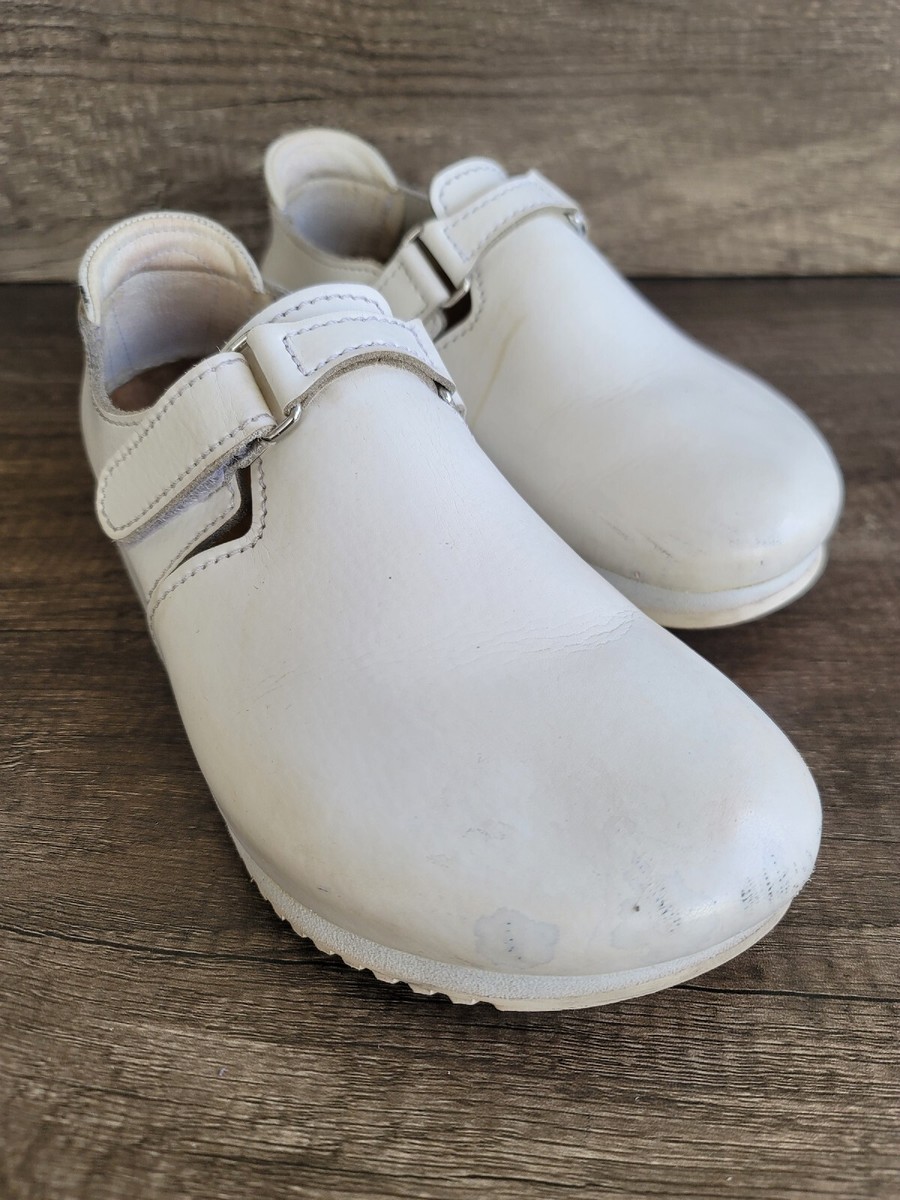 Birkenstock London White Buckle Leather Shoes Sz 37 US 6-6.5