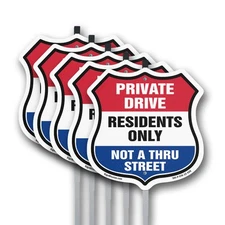 Private Driveway Shield Sign Private Drive Residents Onl Shield Sign With Stake