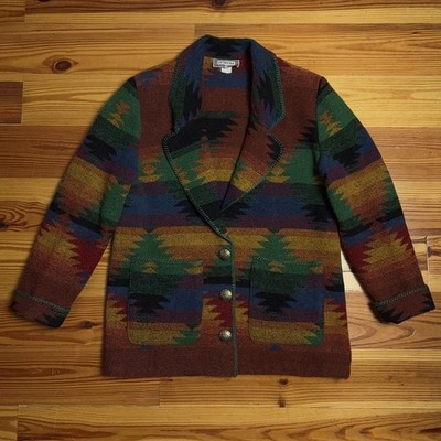 Vintage Pendleton Style Wool Blanket Coat Women s Large Southwest