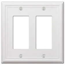 Amerelle 149RRW Chelsea White 2-Gang Stamped Steel Rocker Wall Plate
