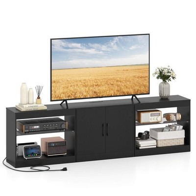 TV Stand for TVs up to 85 Inches w/Power Outlets, Remote Control, Cable Hole