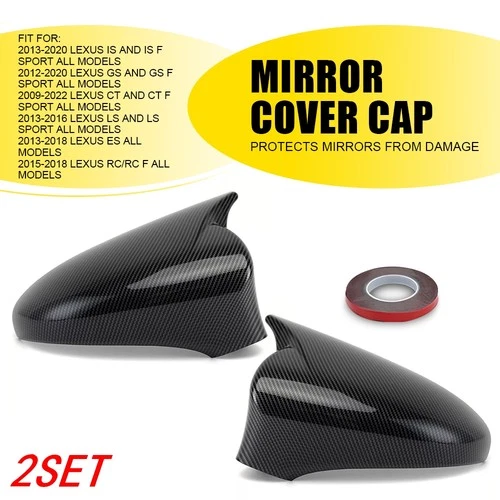 2set Carbon Fiber Horn Side Mirror Cover For Lexus 14-20 IS200 300 350 F-Sport K