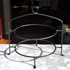 Black 2 Tier Pie Rack Classic Metal Iron 12" Plates Very Stable 12"Tall 13"Wide