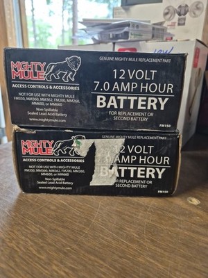 Lot of (2) Mighty Mule 12V Battery For Automatic Gate Opener 7 Amp Hours 