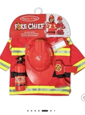 Melissa & Doug Firefighter Costume For Kids, One Size, Ages 3+ - NEW
