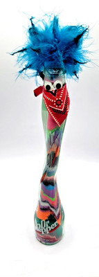 Dr. Pepper RAD Vintage Psychedelic Cowboy Rooster Wacky Neon Sand Glass Bottle