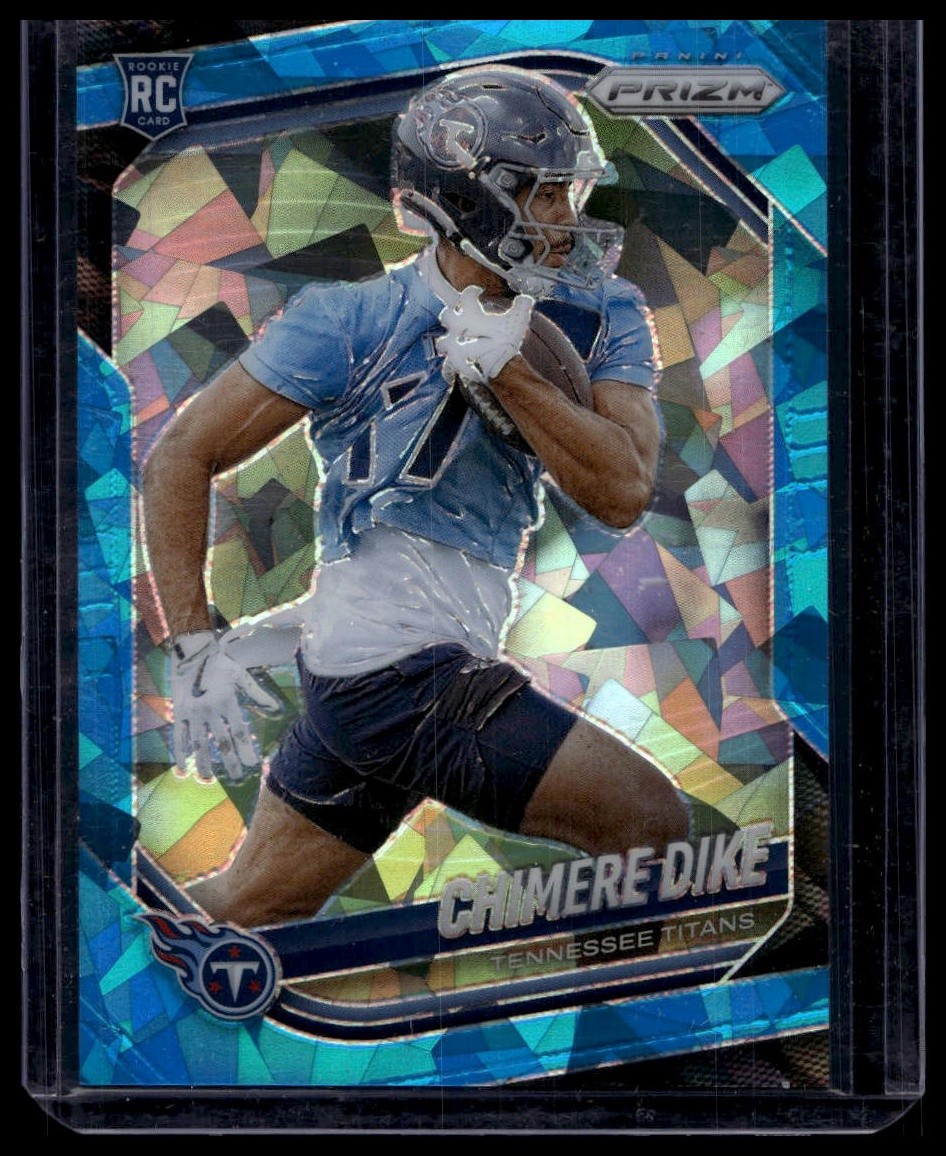 Chimere Dike 2025 Panini Prizm #396 Blue Ice Rookie /99 Tennessee Titans