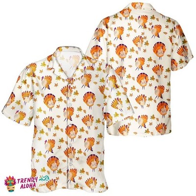 Unisex Aloha Shirt Thanksgiving Turkey Day Pumpkin Design