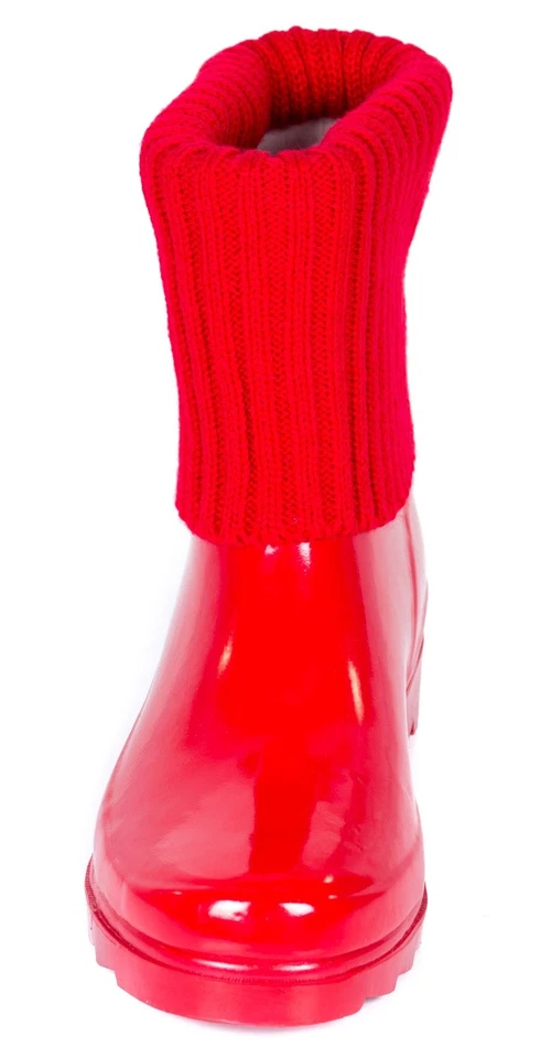 Botas de lluvia para mujer talla 6 impermeables tejidas puño suela de goma invierno zapatos cálidos Foto 2 de 4