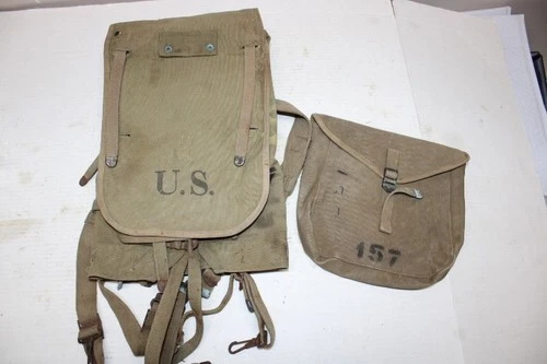 US Military Issue WW2 Era USMC Army Field Gear Equipment M1928 Pack Backpack W17