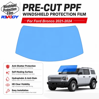 PreCut Front Windshield Protection Film Clear Bra For Ford Bronco 2021-2024 - Image 1 of 4