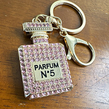 PARFUM N°5 Pink Perfume Keychain, Gold Tone ...
