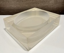 VERY RARE  Vintage Clear Lucite/Resin Soap Dish w/Overflow Well 6  X 5  