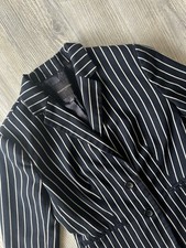 Banana Republic Shrunken Crop Pinstripe Blazer Jacket Navy Blue White Size 0