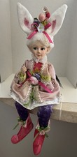 Cynthia Rowley Easter Spring Fairy Elf Bunny Shelf Sitter Doll 18" Pink/Purple