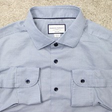 Charles Tyrwhitt Shirt Mens 17 1/2, 34 Blue Classic Fit Non-Iron Long Sleeve