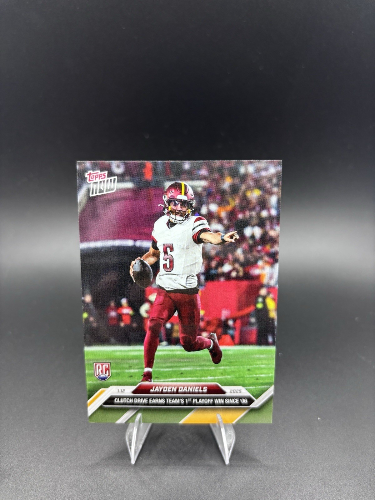 2025 Topps Now Jayden Daniels #22 Rookie RC 1st Playoff Win Commanders