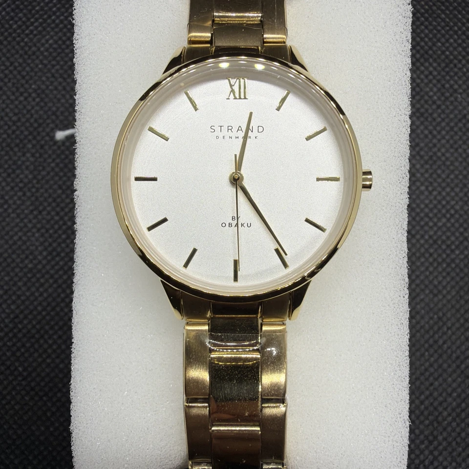 Reloj Strand by Obaku para mujer esfera blanca/tono dorado S747LXGISG-DNO Foto 4 de 4