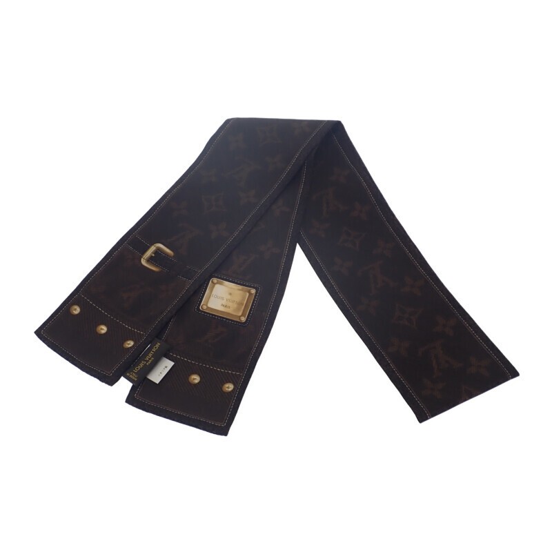 Louis Vuitton Bandou Denim Silk Scarf Dark Brown for Women M72396