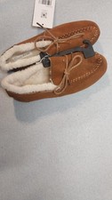 Coco Beau Size 7 Womens Brown Fleece Lined Front Lace Moccasins Slippers NEW 