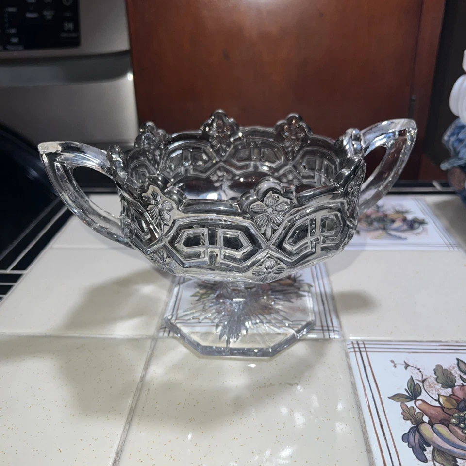Vintage Athenia Silver And Crystal 2 Handled  Bowl by Tiffin-Franciscan - Image 3 of 4