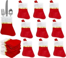 Iconikal 24-Pack Mini Christmas Stockings Red Felt 5x6.25-Inch Gold Ribbon... 