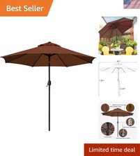 9' Patio Umbrella Outdoor Table Umbrella with 8 Sturdy Ribs  Brown  