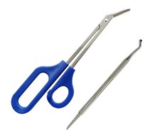 Long Handle Toenail Scissors 8 Inch Stainless Steel - Angled Blade for Easy