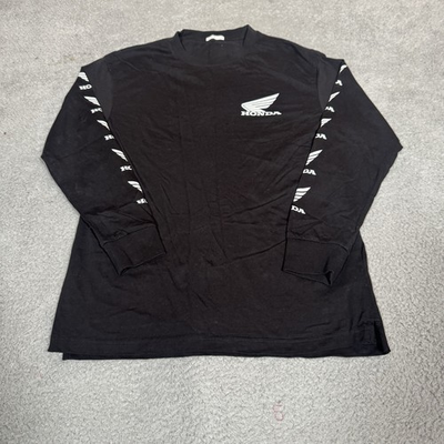 #ad Honda T Shirt Mens Medium Black Long Sleeve Racing Honda Wings Graphic $11.44
