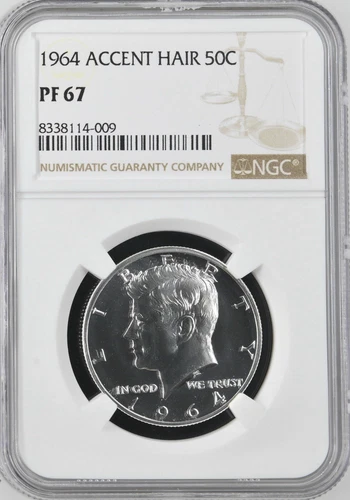 1964 Accented Hair Silver Proof Kennedy Half Dollar 50C NGC PF67 BBC
