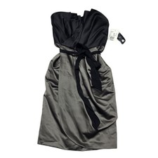 White by Vera Wang Dress Women 2 Black Grey Strapless Satin Bow Cocktail NEW