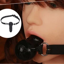 Mouth Gag Deep Throat Silicone Plug Gag Head Belt Oral Lockable Gag Silicone/PU