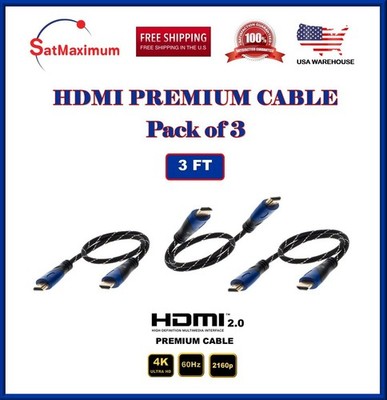 3-Pack - 3FT HDMI 4K Premium Braided Cable 60Hz 1080P HDTV 3D Xbox PS5 Cord