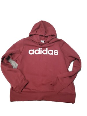 Adidas size 1X Essentials Linear Fleece Hoodie Womens junior size marroon color 